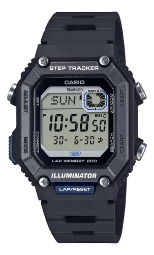 Reloj Casio Illuminator Ws-b1000-1av Para Hombre E-watch Correa Negro Bisel Negro Fondo Gris