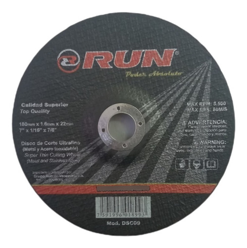 Disco Corte Run Ultrafino 7 X 1/16 X 7/8 ( 2 Unidades)dsc09