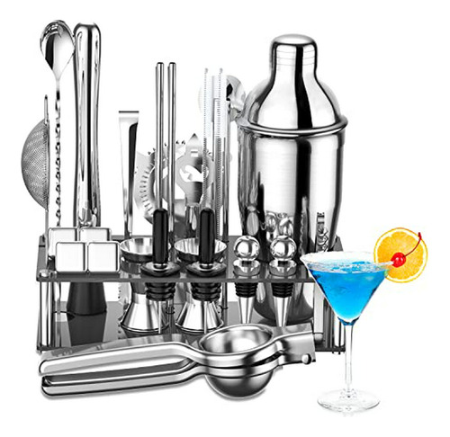 Juego De Coctelera De 30 Piezas, Kit De Barman De Acero Inox