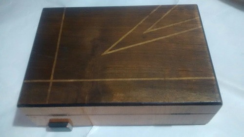 Caja Madera Retro-decada 60-70-con Escuadra Estampada-bella-