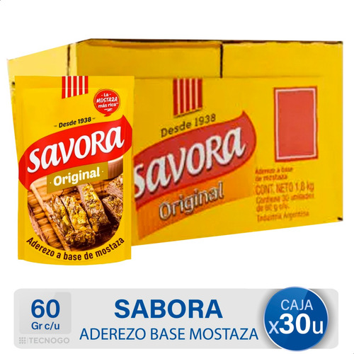 Mostaza Savora Aderezo Vegano Caja X30 Unidades