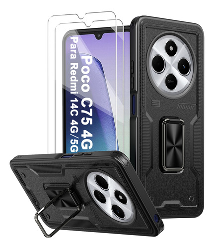 Funda Uso Rudo Para Redmi 14c 4g/xiaomi Poco C75 4g + 2micas