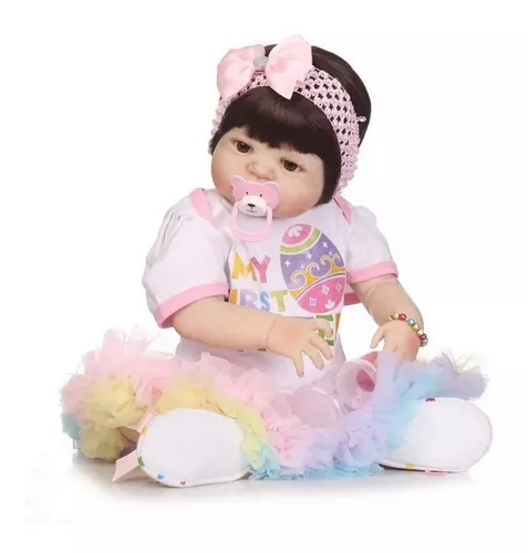 Bebê Reborn Menina Toda De Silicone 55cm Pronta Entrega