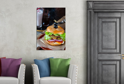 Vinilo Decorativo 30x45cm Hamburguesa Gourmet Cocina M2