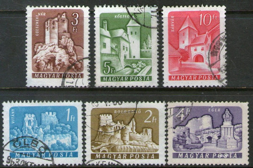 Hungría 6 Sellos Usados Castillos De Hungría Años 1960-61 