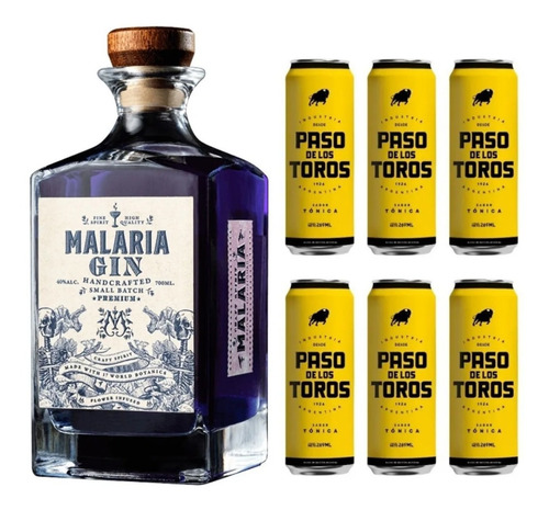 Gin Malaria 700ml. + 6 Tonicas Paso De Los Toros - Nacional