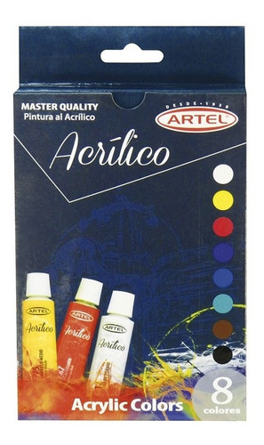 Set Acrílicos Artel 8 Colores De 12ml