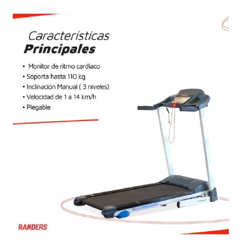 Imagen 2 de 5 de Cinta De Correr Eléctrica Randers Arg-460 S-i 220v - 240v Mg