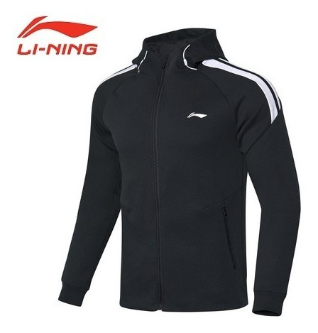 Li-ning Sudadera Cierre Y Capuchón Negra Original Nuevo Fpx