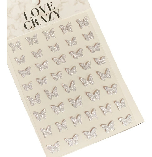 Sticker Pegatina Para Uñas Forma Mariposa Glitter Reflectivo
