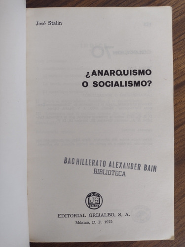 Anarquismo O Socialismo Jose Stalin (Usado)
