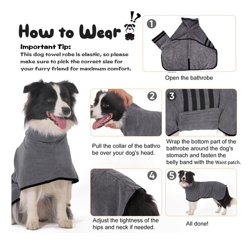 Albornoz De Microfibra Para Perros Toalla Para Perros Bata D