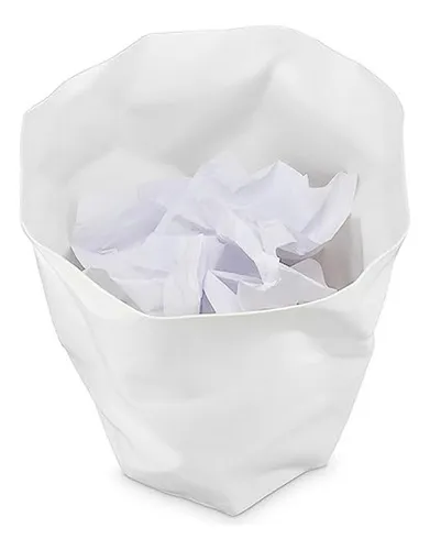 Cesto De Basura Blanco Plástico 14l, Diseño Arrugado, John B