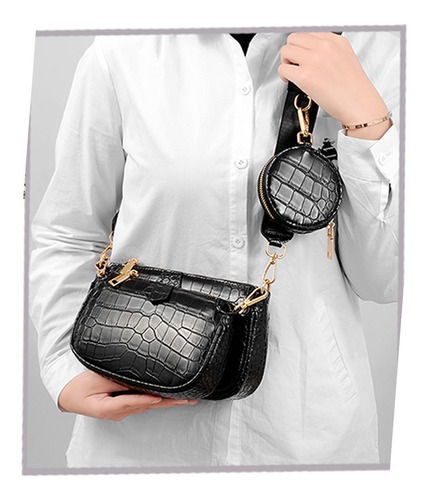 Imagen 2 de 6 de 3en 1 Bolsas De Dama De Moda Con Estampado De Cocodrilo Para
