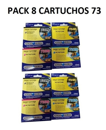 Pack 8 Tintas Epson 73 Alternativo Pacific Color (t073) 