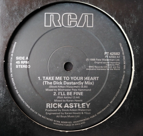 Rick Astley - Take Me To Your Heart (the Dick Dastardly Mix) (Usado)