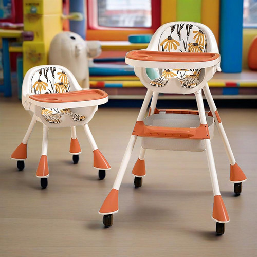 Ajustable Silla Alta Periquera Para Bebé Con Bandeja Silla Para Bebe 3 En 1 Marrón