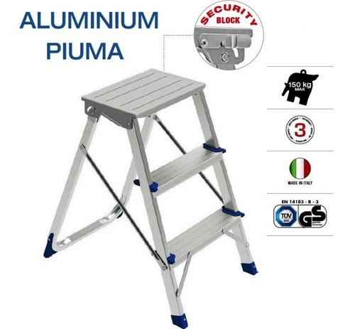 Imagen 3 de 10 de Banqueta Escalera Aluminio Taburete Plegable - Framar Hecho En Italia - Resiste Intemperie