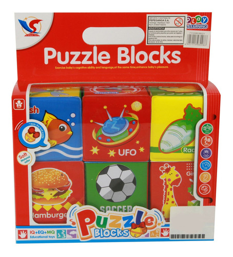 Imagen 1 de 2 de Cubo Forrado En Pvc, Con Ilustraciones Y Cascabel, X6, En Ca