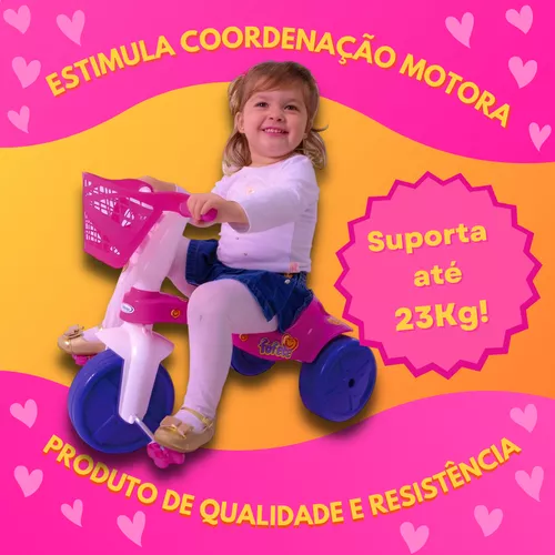 Triciclo Motoca Infantil Happy Pink Meninas Rosa - Xalingo em