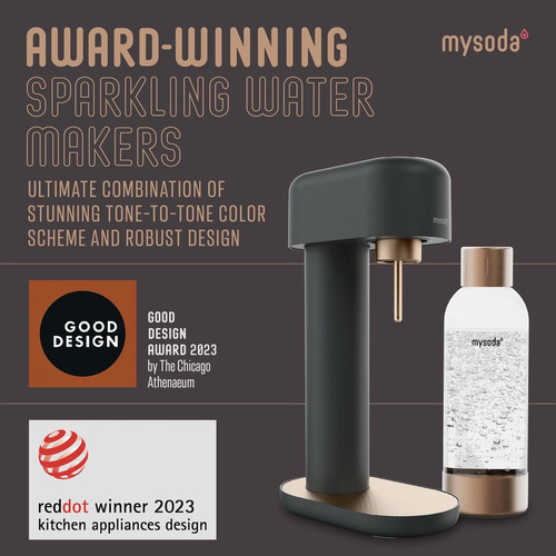 Máquina De Agua Carbonatada Ruby 2, 1 Litro, Negra Y Cobre