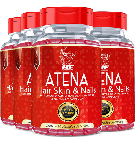 Imagem 1 de 6 de 4x Atena Vitamina Para Crescimento Cabelo Saudavel E Forte