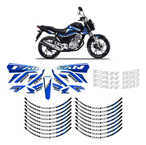 Adesivo Tanque Moto Honda Cg Fan Azul 160 2018/2020 Genérico