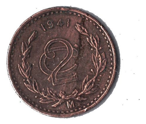 Moneda Antigua 2 Centavos Laurel 1941  L1 H22 R4c2