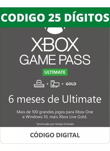 Xbox Game Pass Ultimate 6 Meses Código 25 Dígitos Xbox One