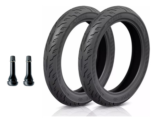 Par Pneu 100/90-18 + 80/100-18 Cinborg Style + 2 Válvulas