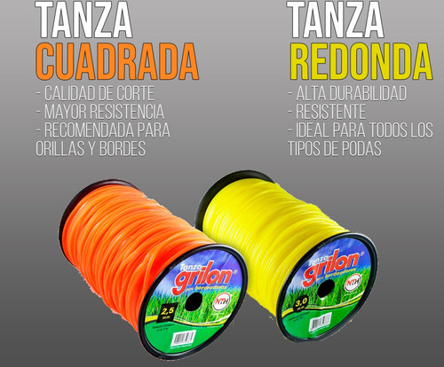 Tanza Grilon 2,5 Mm Cuadrada Para Desmalezadora/bordeadora Naranja