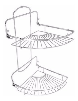 Set Rack Organizador Baño 2 Estante Cromado Rinconero !!