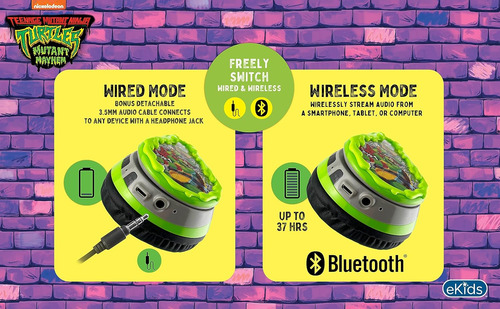 Auriculares Ekids Tm-b52 Inalambricos Color Verde