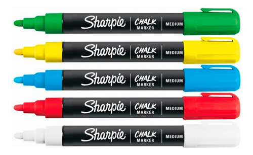 Imagen 1 de 7 de Marcadores De Tiza Sharpie Chalk X 5 P/ Pizarra Vidrio