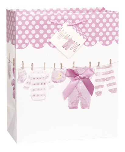 Bolsa De Regalo Baby Shower Rosada Grande