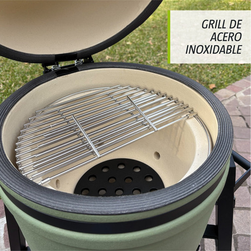 Kamado Parrilla Ahumador 15 Pulgadas Cerámica C/rueda Kroner