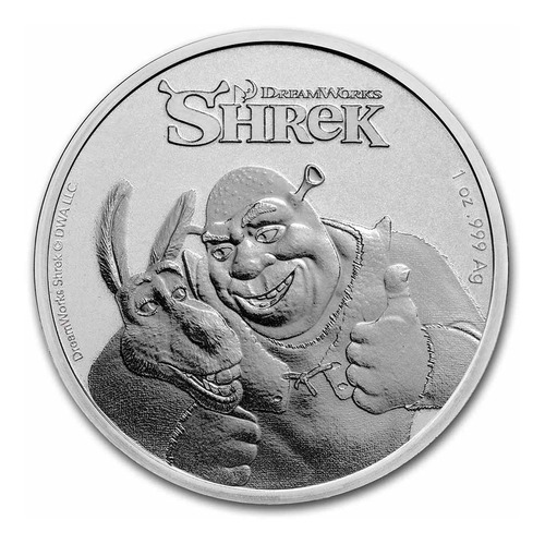 Moneda 1 Onza Plata Ley .999 Shrek