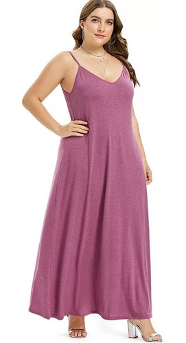 Vestido Negro O Rosa Palo Largo Talla Plus + Envío Gratis