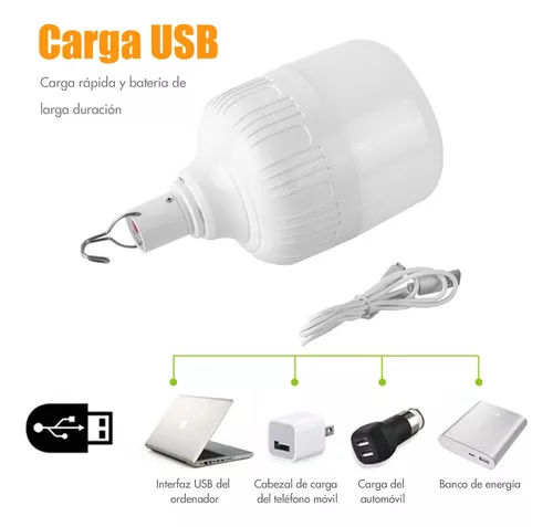 Bombilla Led Luz Emergencia Recargable Usb, Acampar Aire Libre, Corte  Energía, Lámpara Portátil Tienda Acampar, 90 Días Protección Comprador