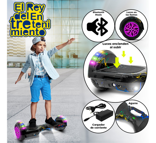 Skate Hoverboard Electrico 6.5 Bluetooth Luces Led N1 El Rey