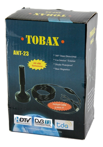 Imagen 2 de 10 de Antena 20db 2en1 Portatil Tv Aire Tda Hd Digital Comun Htec