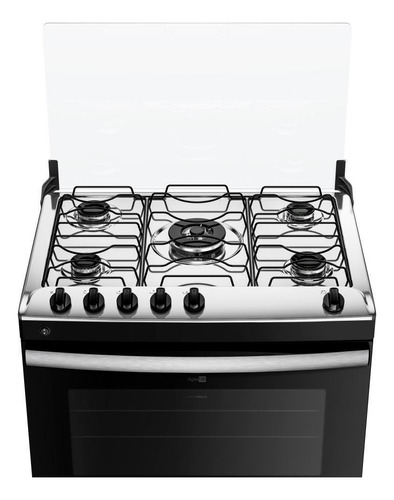 Fogão 5 Bocas Preto Com Mesa Inox Atlas Agile Up Bivolt