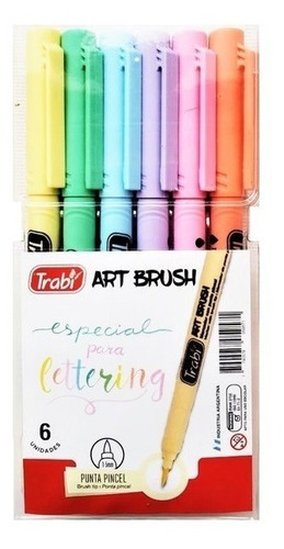 Marcador Trabi Art Brush Pastel X 6 Colores Ideal Lettering