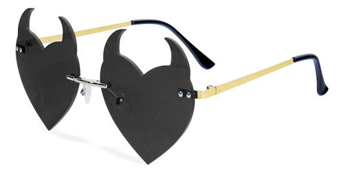 Klfoho Gafas De Sol Con Forma De Corazón Y Orejas De Diablo,