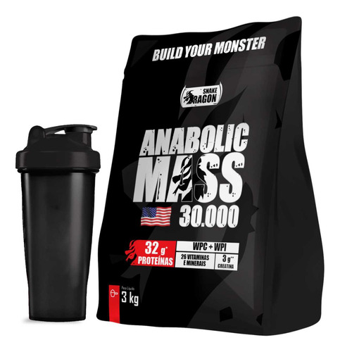 Hipercalórico Anabolic Mass Creatina, 0% Soja & Glúten + Coq