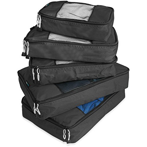 Travelwise Luggage Packing Organization Cubes 5 Pack, Black,