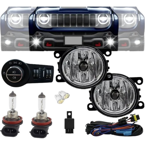Imagem 1 de 4 de Kit Farol Milha Jeep Renegade 2019 2020 2021 Botao Bipartido