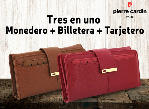 Billetera Fichero Pierre Cardin Original Mujer Cuero Pu Moda