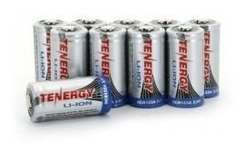 Bateria Recarregável Tenergy Rcr123a 3v 600mah Li-ion 10 Un