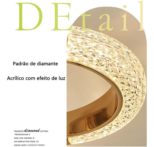 Arandela Area Interna Parede Quarto Led Dourada Moderna 6w